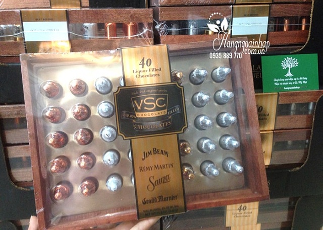 Socola nhân rượu hộp gỗ VSC 40 chai của Mỹ - Hộp quà tặng ý nghĩa 3