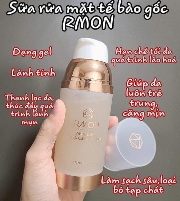 Sữa rửa mặt Rmon White Label Gold Cleansing Gel chai 120ml 1