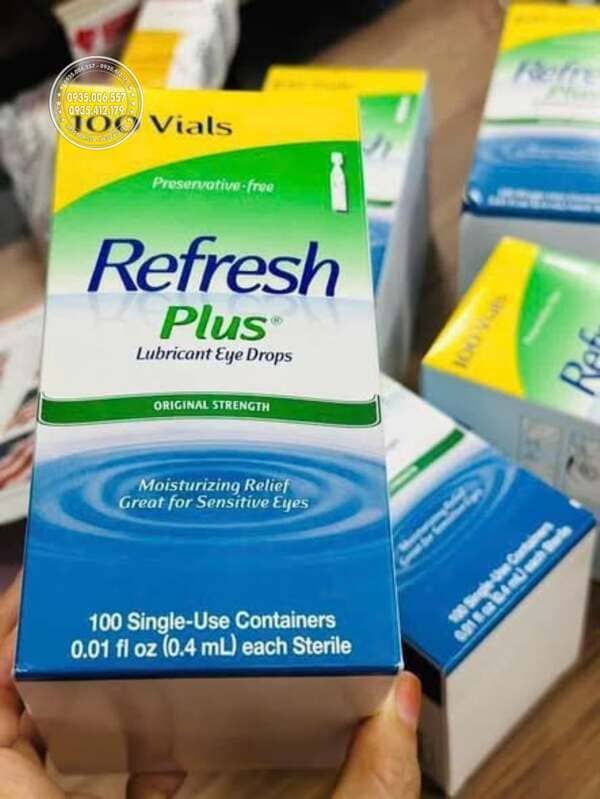 Giới thiệu nước mắt nhân tạo Refresh Plus Lubricant Eye Drops 100 ống